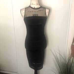 NWT! Sam Edelman Black Mesh Yoke Stripe Bodycon size XS